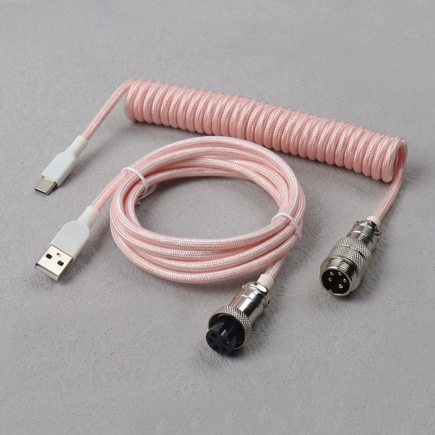 【Lano】Mechanical Keyboard Aviator Cable Cable with Gx16 Aviation Connector Usb to Type C Keyboard Coiled Cable Braided Cable New