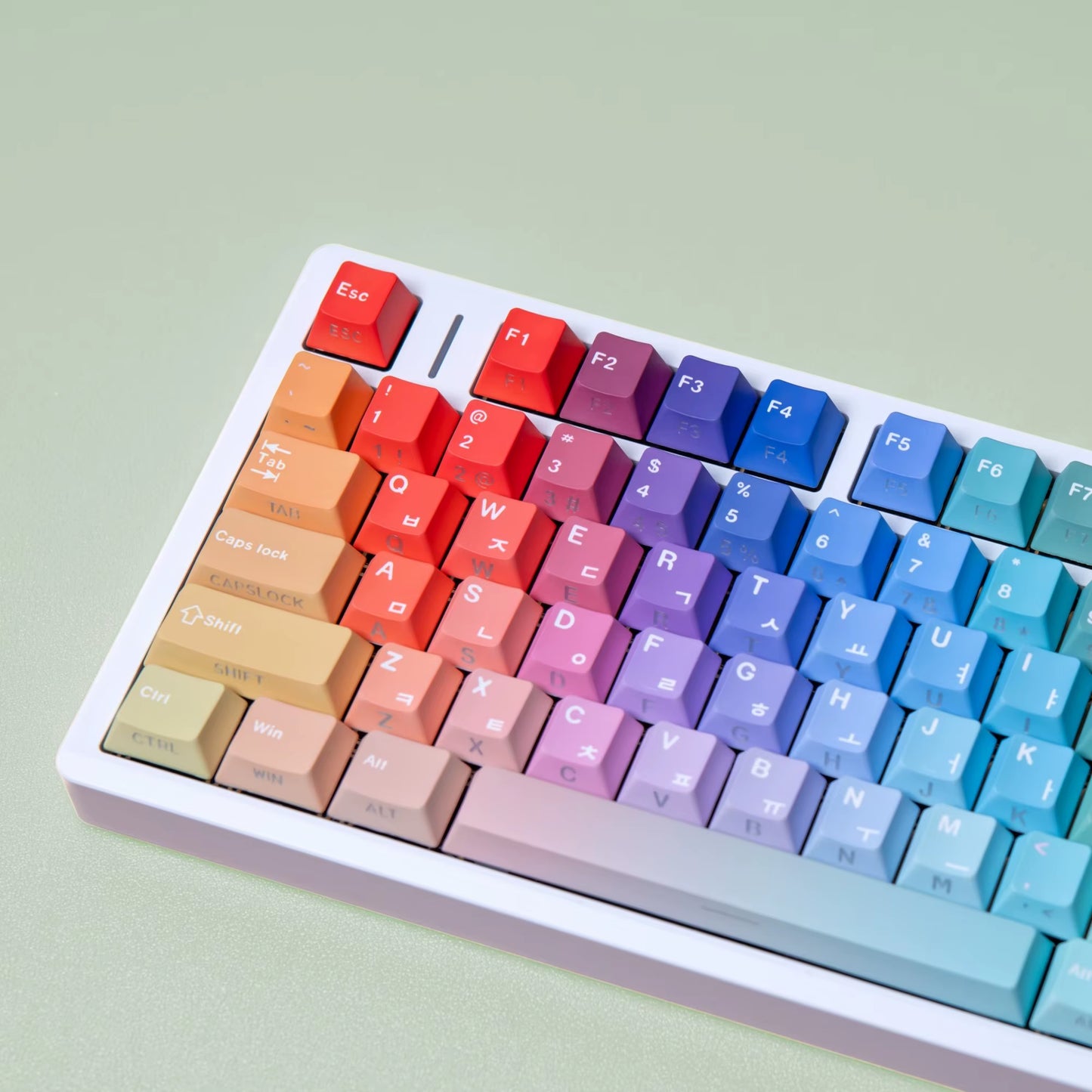 Korean Russian Japanese Spanish Cherry Profile Double Print Keycap Rainbow Gradient 130 Key Caps Mechanical Keyboard AJAZZ AULA