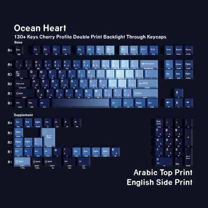 Korean Russian Japanese Spanish French German Keycap 130 Cherry Profile Double Print Backlight Key Cap Mechanical Keyboard AJAZZ
