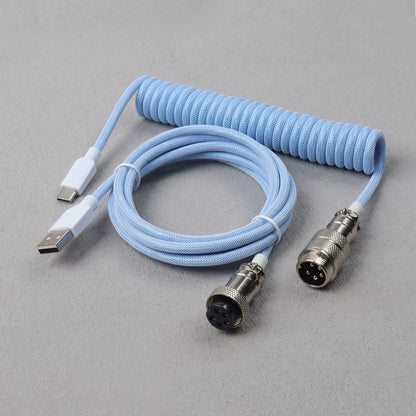 【Lano】Mechanical Keyboard Aviator Cable Cable with Gx16 Aviation Connector Usb to Type C Keyboard Coiled Cable Braided Cable New