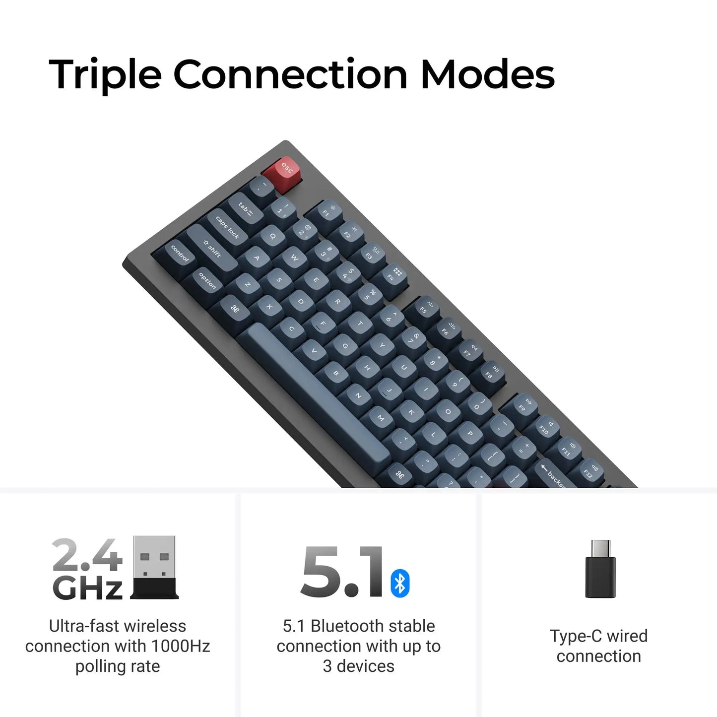 Keychron V5 Max QMK/VIA Wireless Custom Mechanical Keyboard RGB Backlight  Jupiter Switch Double-Shot PBT Keycaps