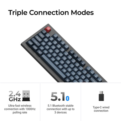 Keychron V5 Max QMK/VIA Wireless Custom Mechanical Keyboard RGB Backlight  Jupiter Switch Double-Shot PBT Keycaps