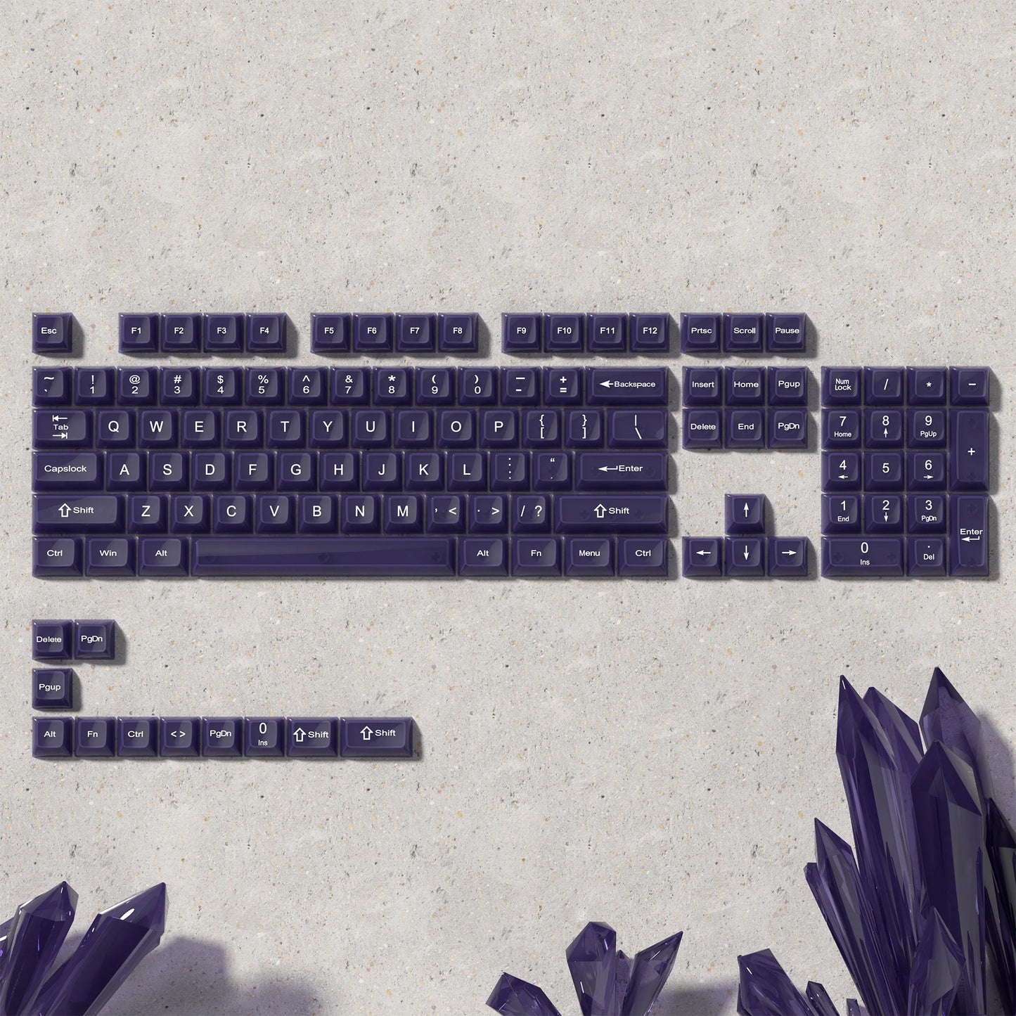 115 Keys Dark Blue MDA Profile Transparent Clear Keycaps Crystal PC Keycap RGB Shine through Key Cap for MX Switch Keyboard