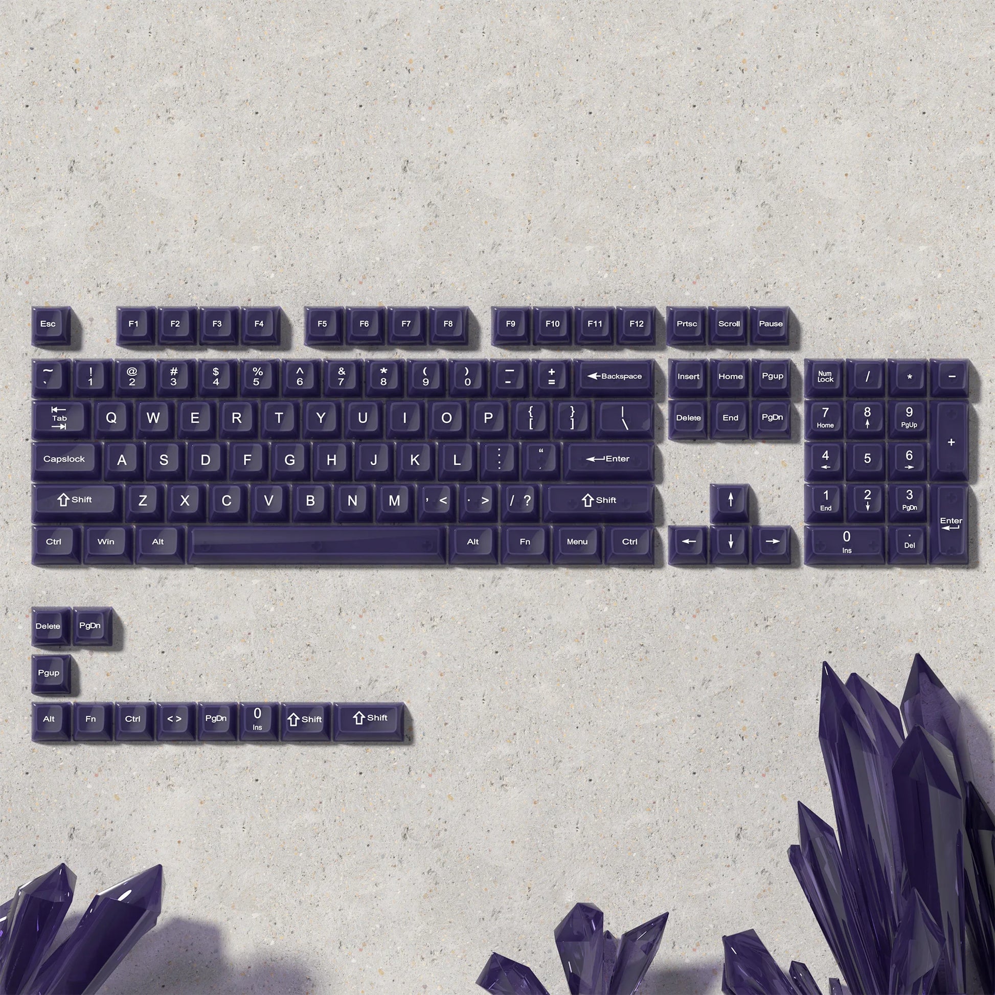115 Keys Dark Blue MDA Profile Transparent Clear Keycaps Crystal PC Keycap RGB Shine through Key Cap for MX Switch Keyboard
