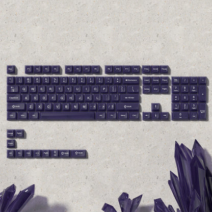115 Keys Dark Blue MDA Profile Transparent Clear Keycaps Crystal PC Keycap RGB Shine through Key Cap for MX Switch Keyboard