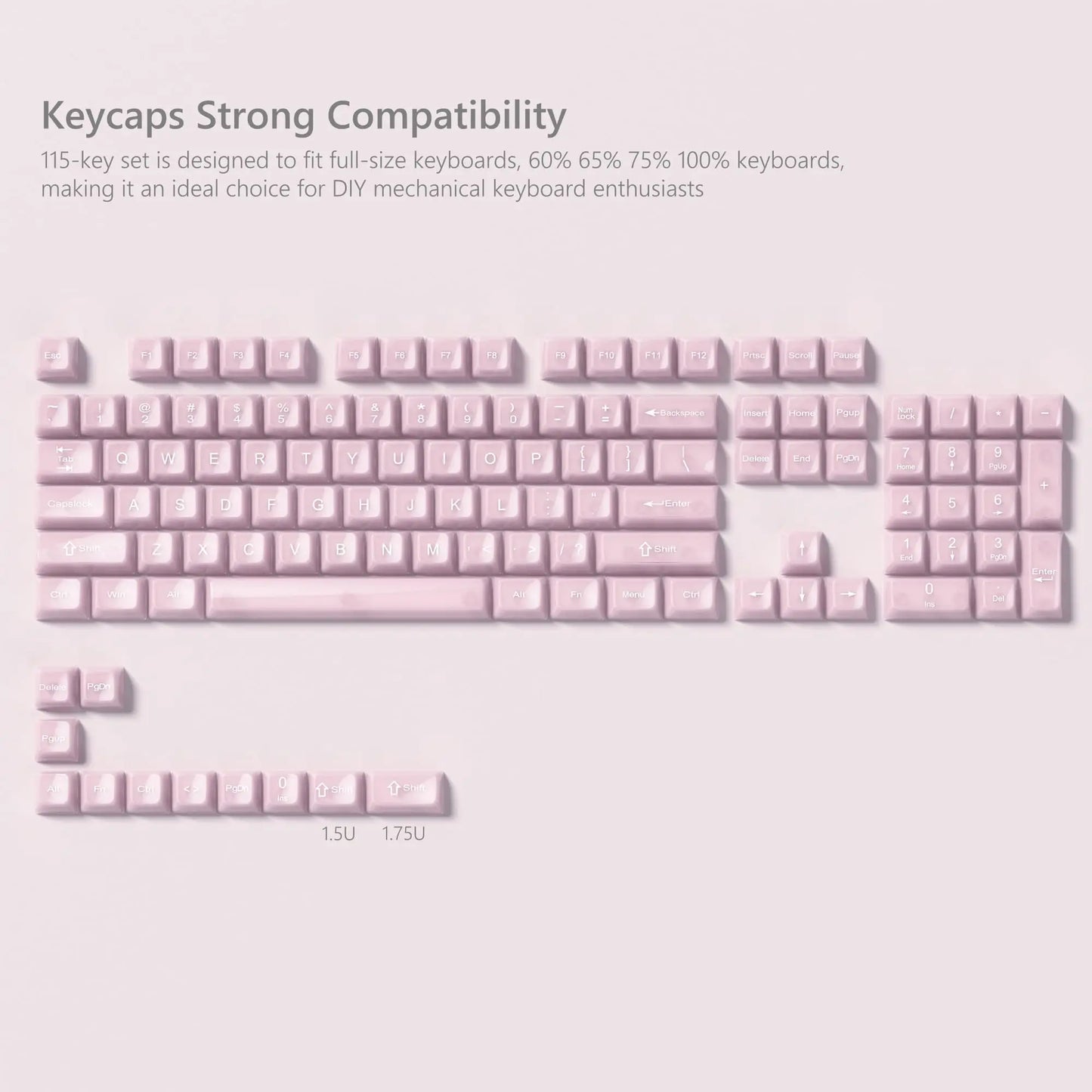 115 Keys Dark Blue MDA Profile Transparent Clear Keycaps Crystal PC Keycap RGB Shine through Key Cap for MX Switch Keyboard