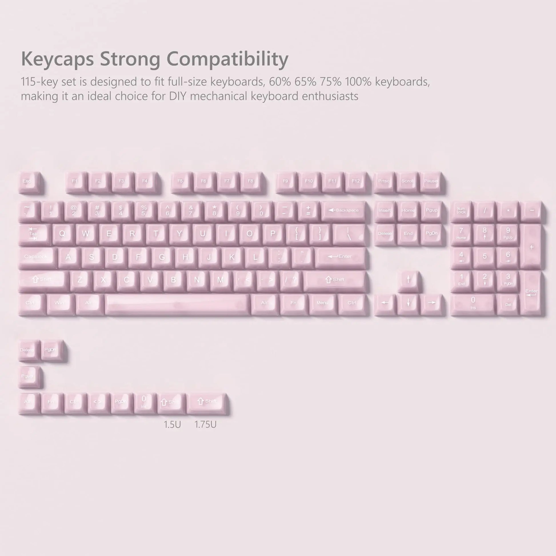 115 Keys Dark Blue MDA Profile Transparent Clear Keycaps Crystal PC Keycap RGB Shine through Key Cap for MX Switch Keyboard
