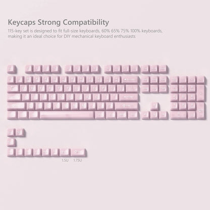 115 Keys Dark Blue MDA Profile Transparent Clear Keycaps Crystal PC Keycap RGB Shine through Key Cap for MX Switch Keyboard