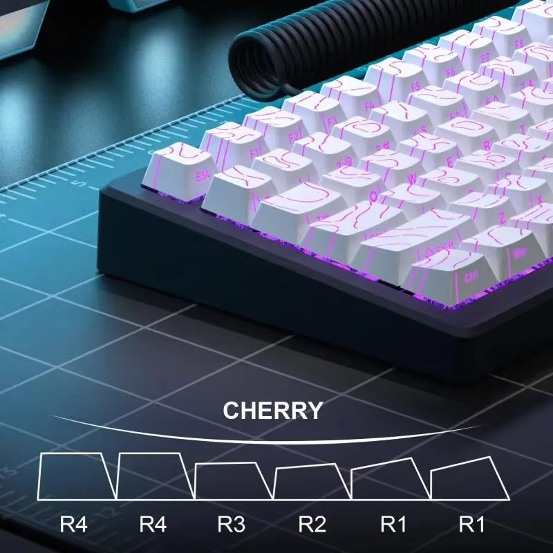 New Topographic Keycaps 4.0 Version Shine through 98 Key PBT Cherry Profile Side Print Backlit for MX Gamer Mechanical Keyboard