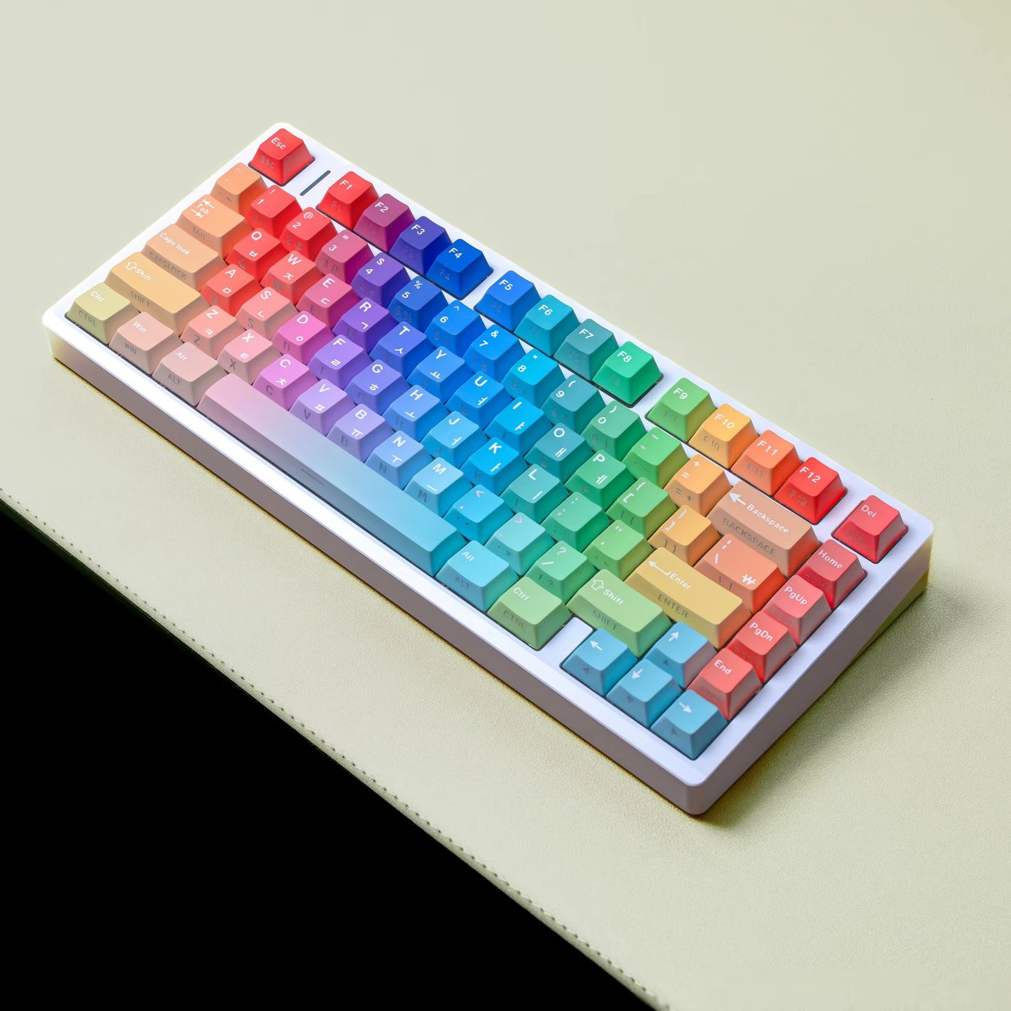 Korean Russian Japanese Spanish Cherry Profile Double Print Keycap Rainbow Gradient 130 Key Caps Mechanical Keyboard AJAZZ AULA