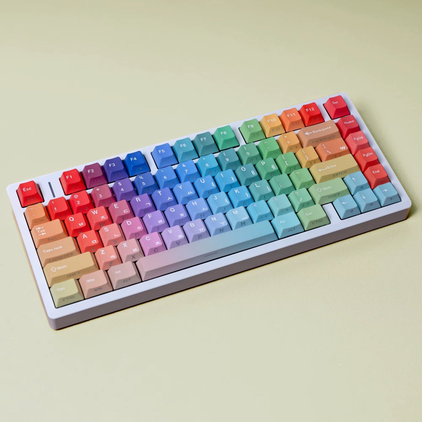 Korean Russian Japanese Spanish Cherry Profile Double Print Keycap Rainbow Gradient 130 Key Caps Mechanical Keyboard AJAZZ AULA