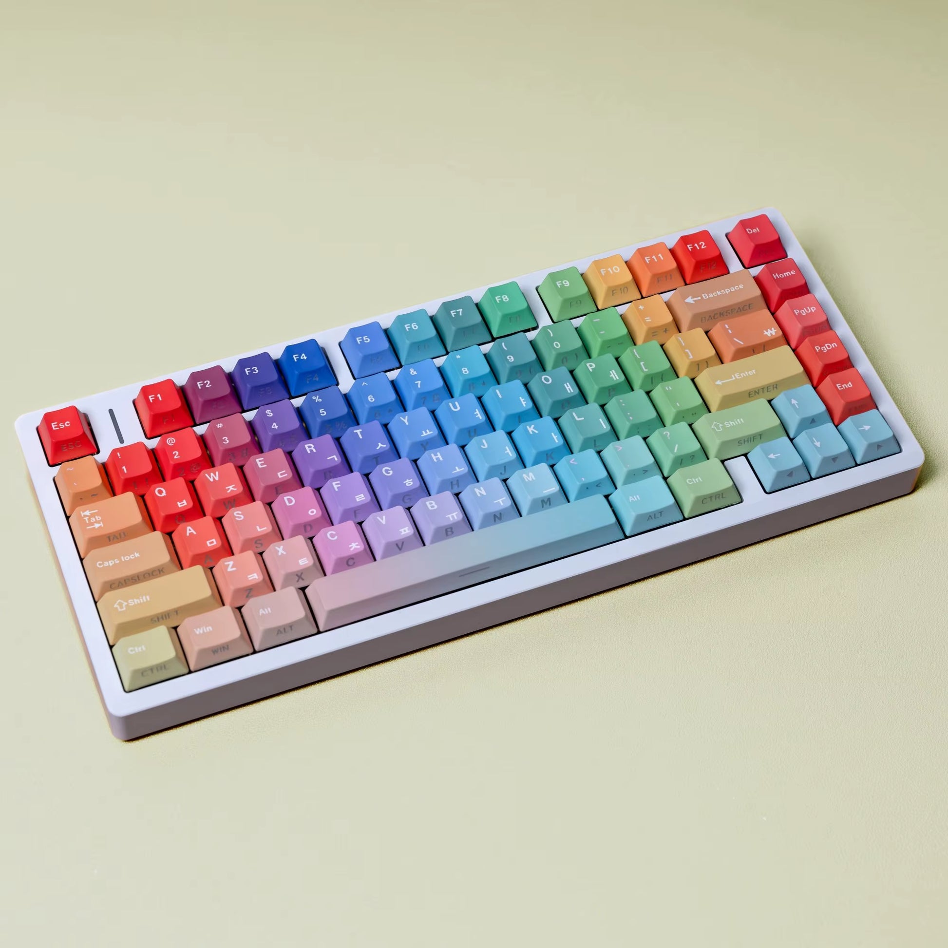 Korean Russian Japanese Spanish Cherry Profile Double Print Keycap Rainbow Gradient 130 Key Caps Mechanical Keyboard AJAZZ AULA