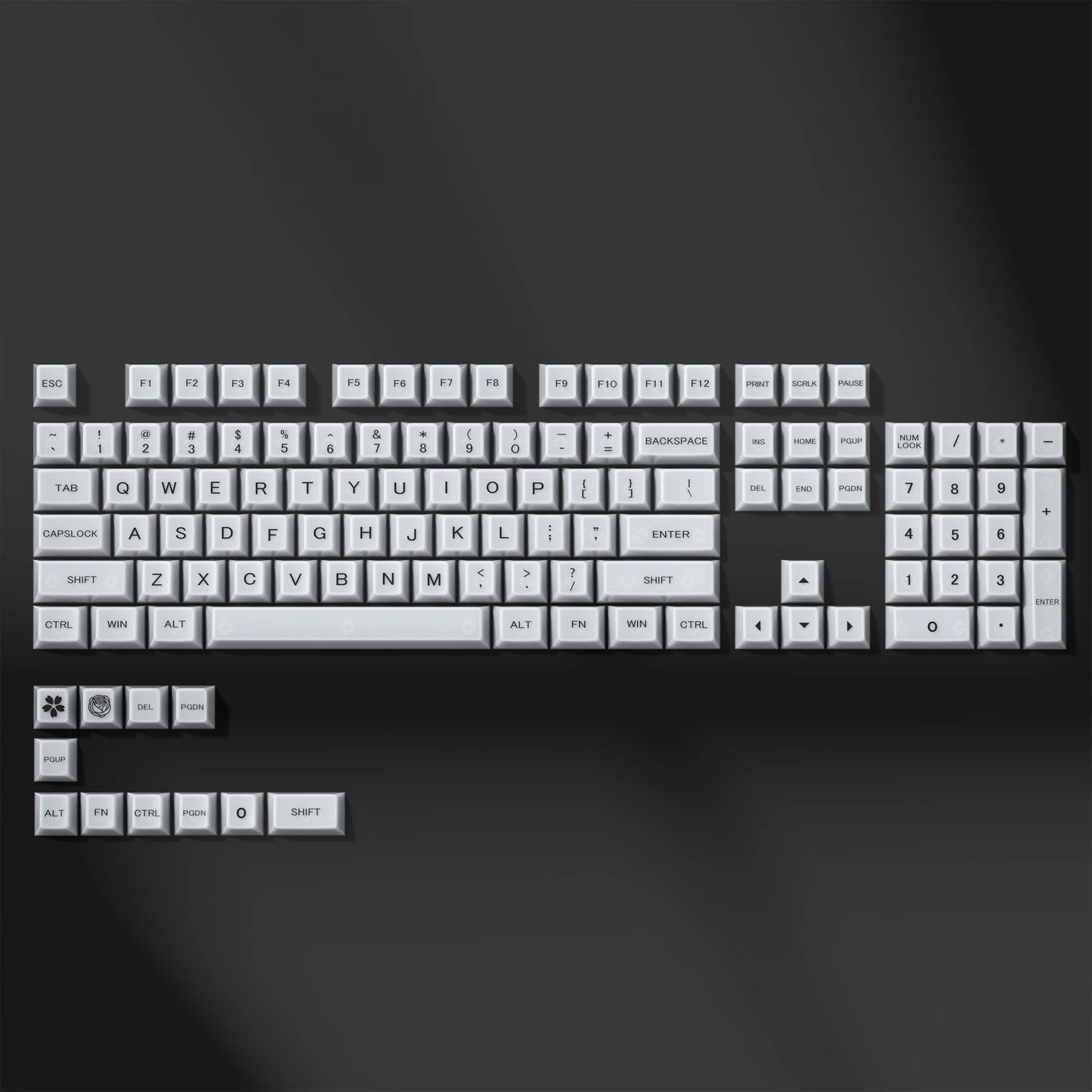 115 Keys Dark Blue MDA Profile Transparent Clear Keycaps Crystal PC Keycap RGB Shine through Key Cap for MX Switch Keyboard