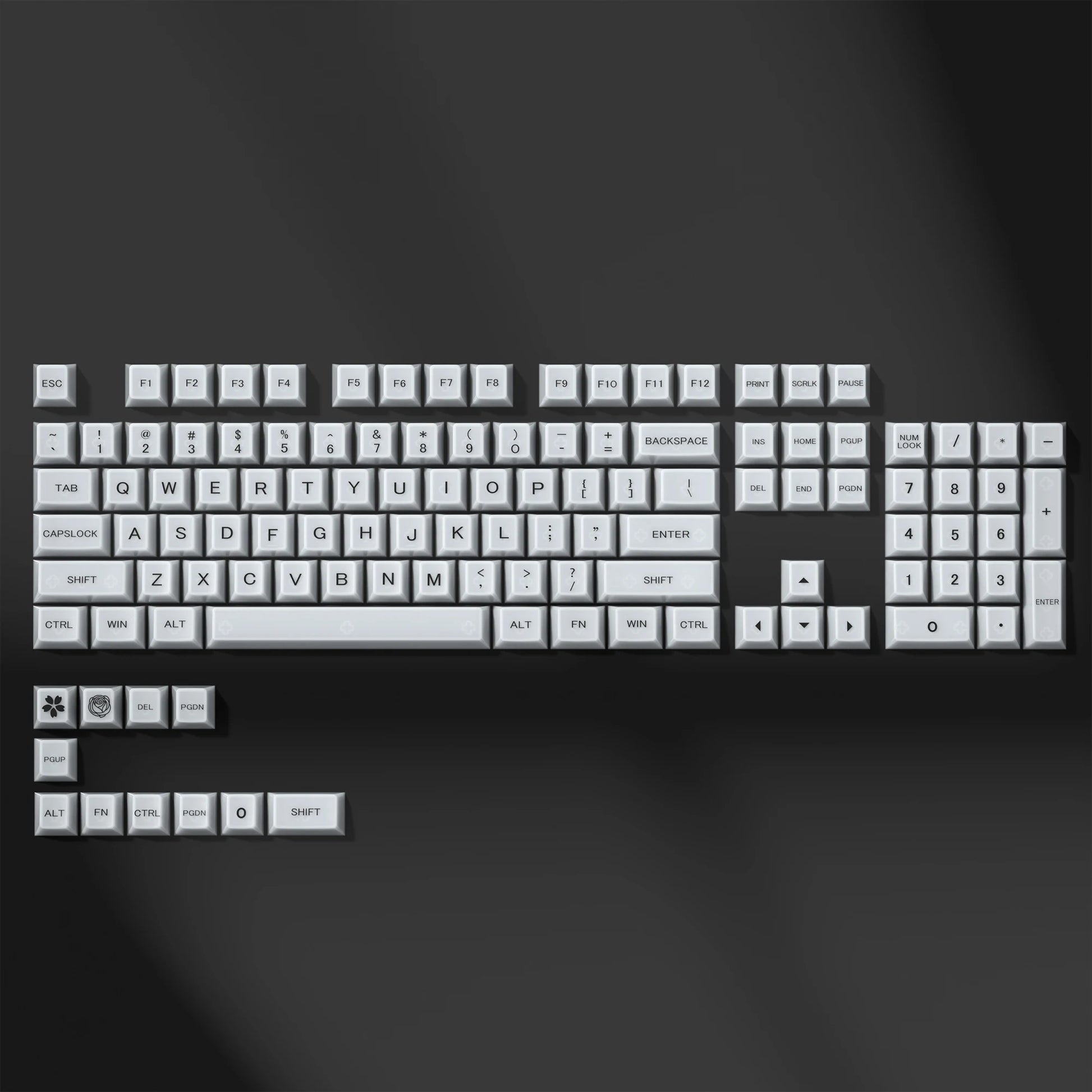 115 Keys Dark Blue MDA Profile Transparent Clear Keycaps Crystal PC Keycap RGB Shine through Key Cap for MX Switch Keyboard
