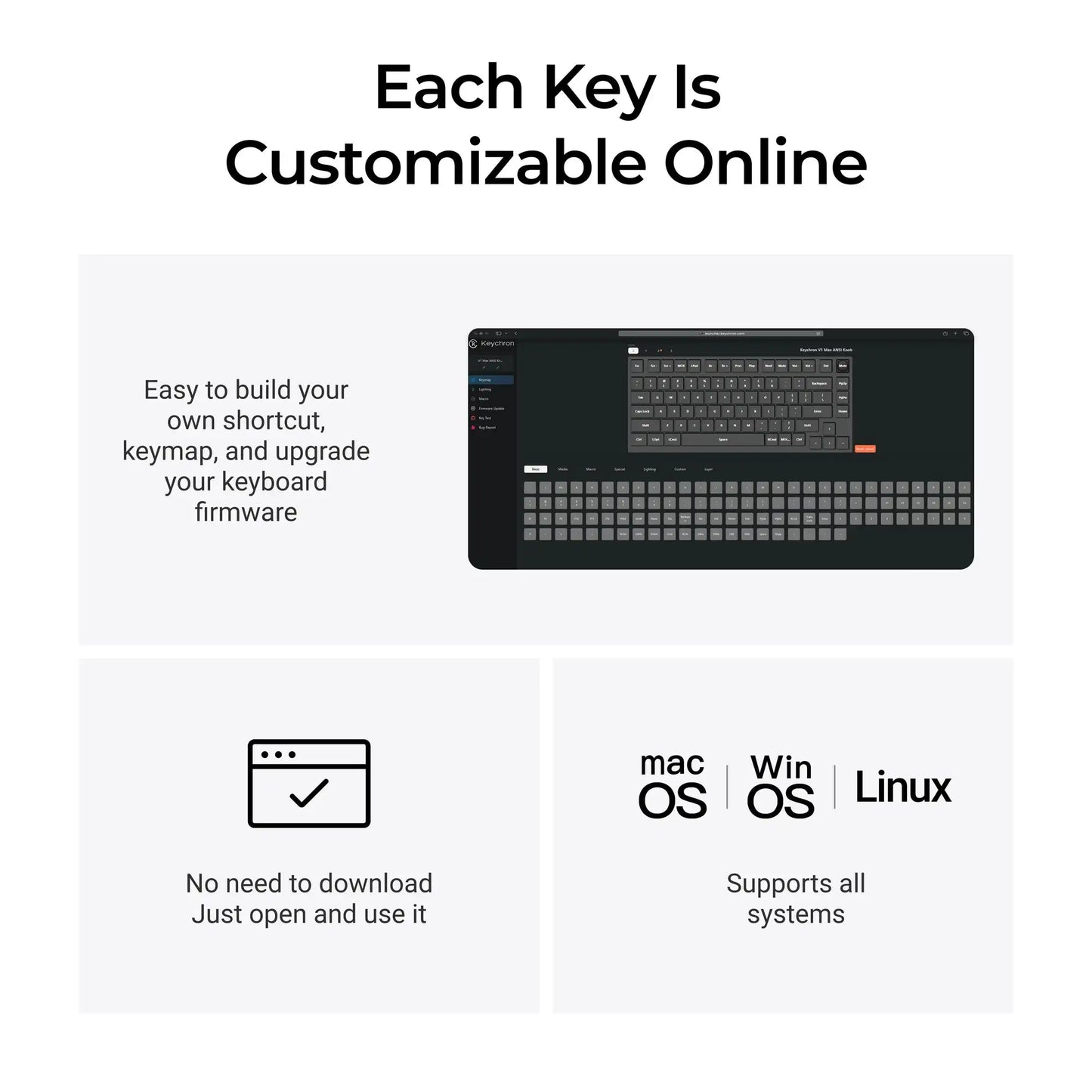 Keychron V4 Max 60% Layout QMK/VIA Wireless Custom Mechanical Keyboard RGB Backlight  Switch Double-Shot PBT Keycaps