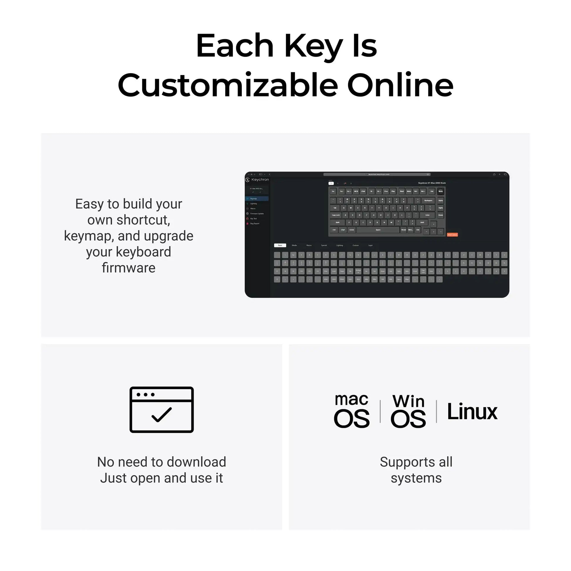 V1 Max QMK Fully Assembled Knob Custom Mechanical Keyboard 2.4 Ghz & Bluetooth Wireless Double-Shot OSA PBT Keycaps
