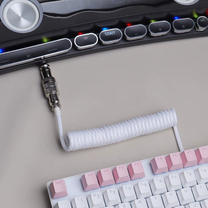 【Lano】Mechanical Keyboard Aviator Cable Cable with Gx16 Aviation Connector Usb to Type C Keyboard Coiled Cable Braided Cable New