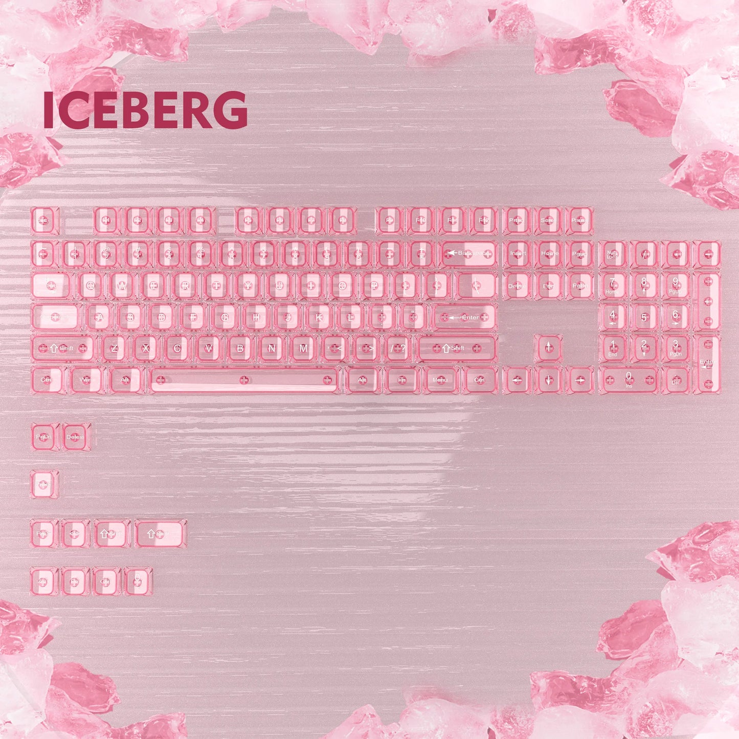 115 Keys Dark Blue MDA Profile Transparent Clear Keycaps Crystal PC Keycap RGB Shine through Key Cap for MX Switch Keyboard