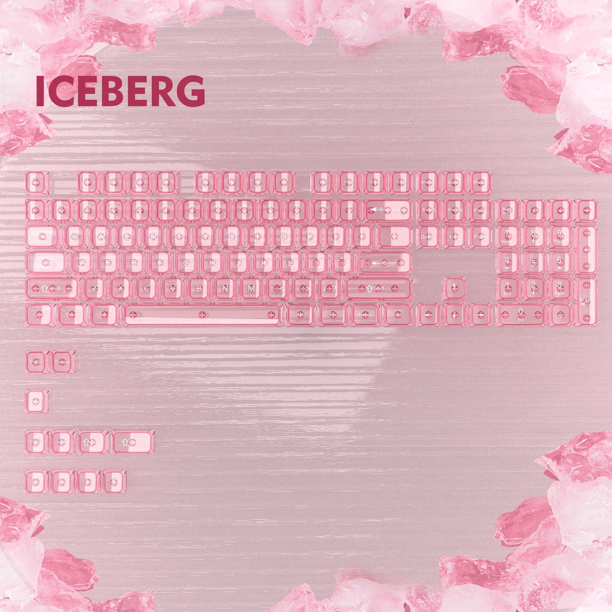 115 Keys Dark Blue MDA Profile Transparent Clear Keycaps Crystal PC Keycap RGB Shine through Key Cap for MX Switch Keyboard