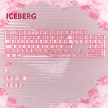 115 Keys Dark Blue MDA Profile Transparent Clear Keycaps Crystal PC Keycap RGB Shine through Key Cap for MX Switch Keyboard