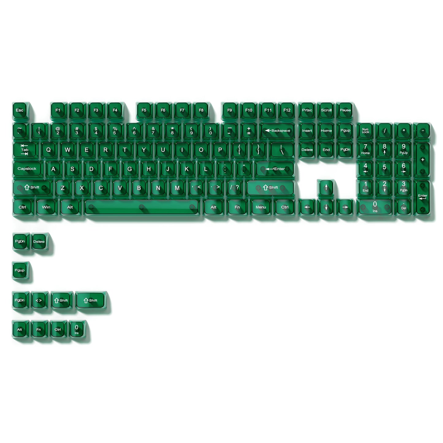 115 Keys Dark Blue MDA Profile Transparent Clear Keycaps Crystal PC Keycap RGB Shine through Key Cap for MX Switch Keyboard