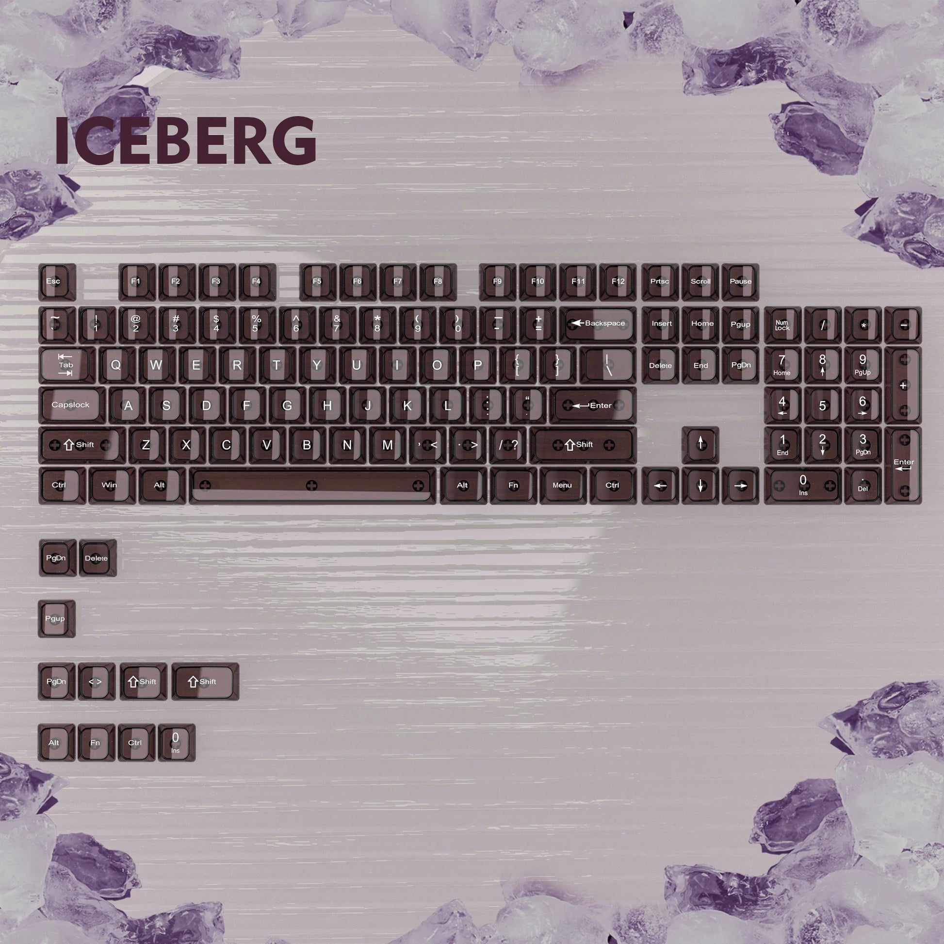 115 Keys Dark Blue MDA Profile Transparent Clear Keycaps Crystal PC Keycap RGB Shine through Key Cap for MX Switch Keyboard