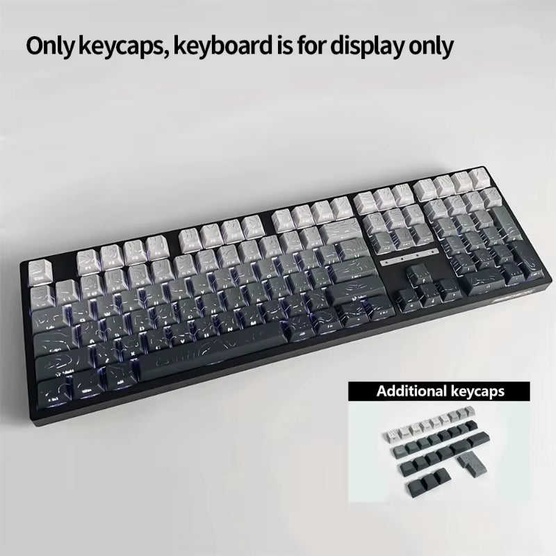 New Topographic Keycaps 4.0 Version Shine through 98 Key PBT Cherry Profile Side Print Backlit for MX Gamer Mechanical Keyboard