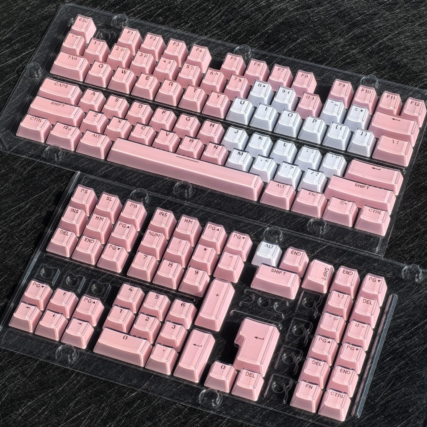 Translucent Keycaps 104/123 Keys Layout Low Profile White Keycaps DIY Black Backlit Crystal Edge for Mechanical Keyboard