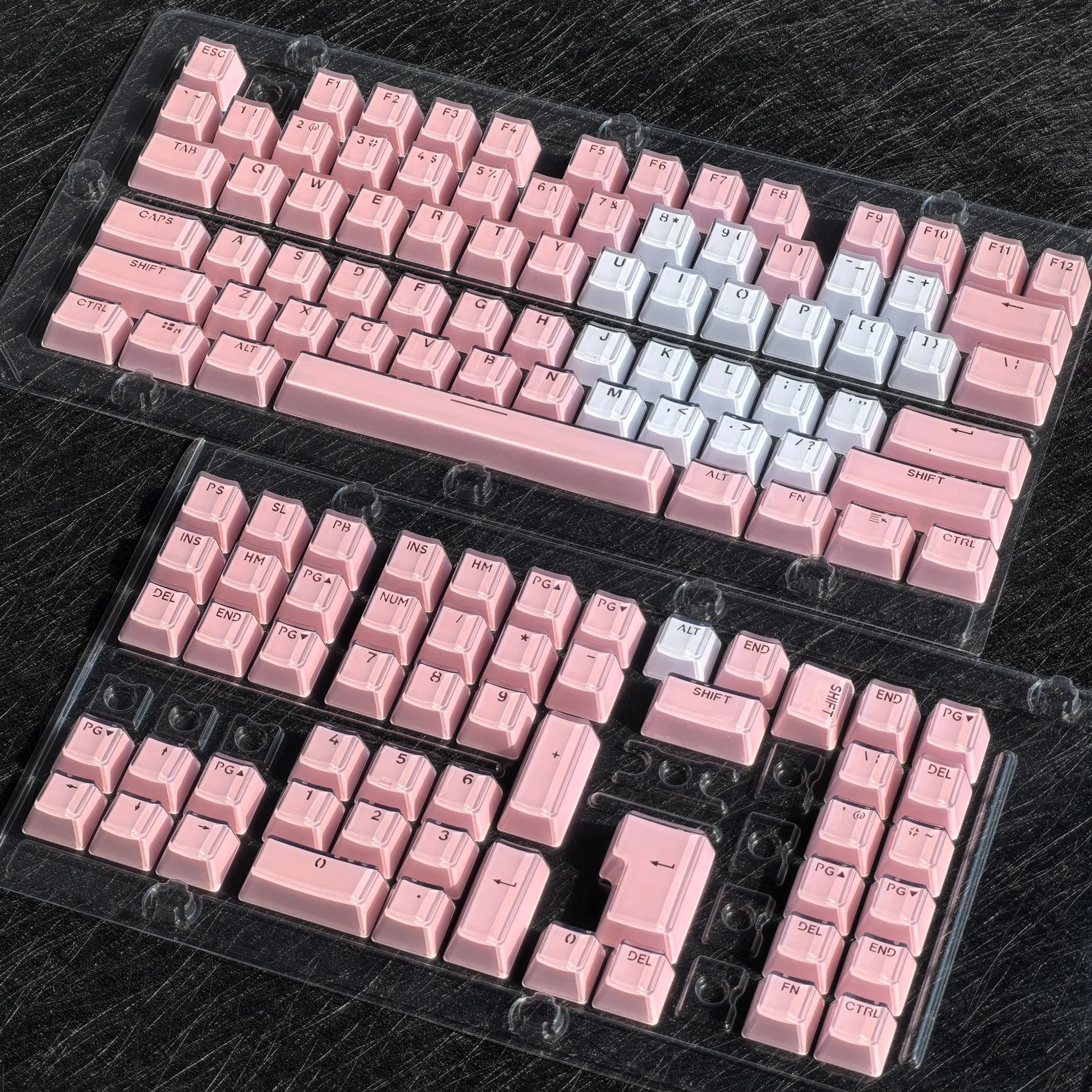 Translucent Keycaps 104/123 Keys Layout Low Profile White Keycaps DIY Black Backlit Crystal Edge for Mechanical Keyboard