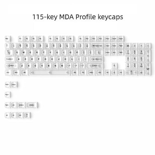 115 Keys Dark Blue MDA Profile Transparent Clear Keycaps Crystal PC Keycap RGB Shine through Key Cap for MX Switch Keyboard