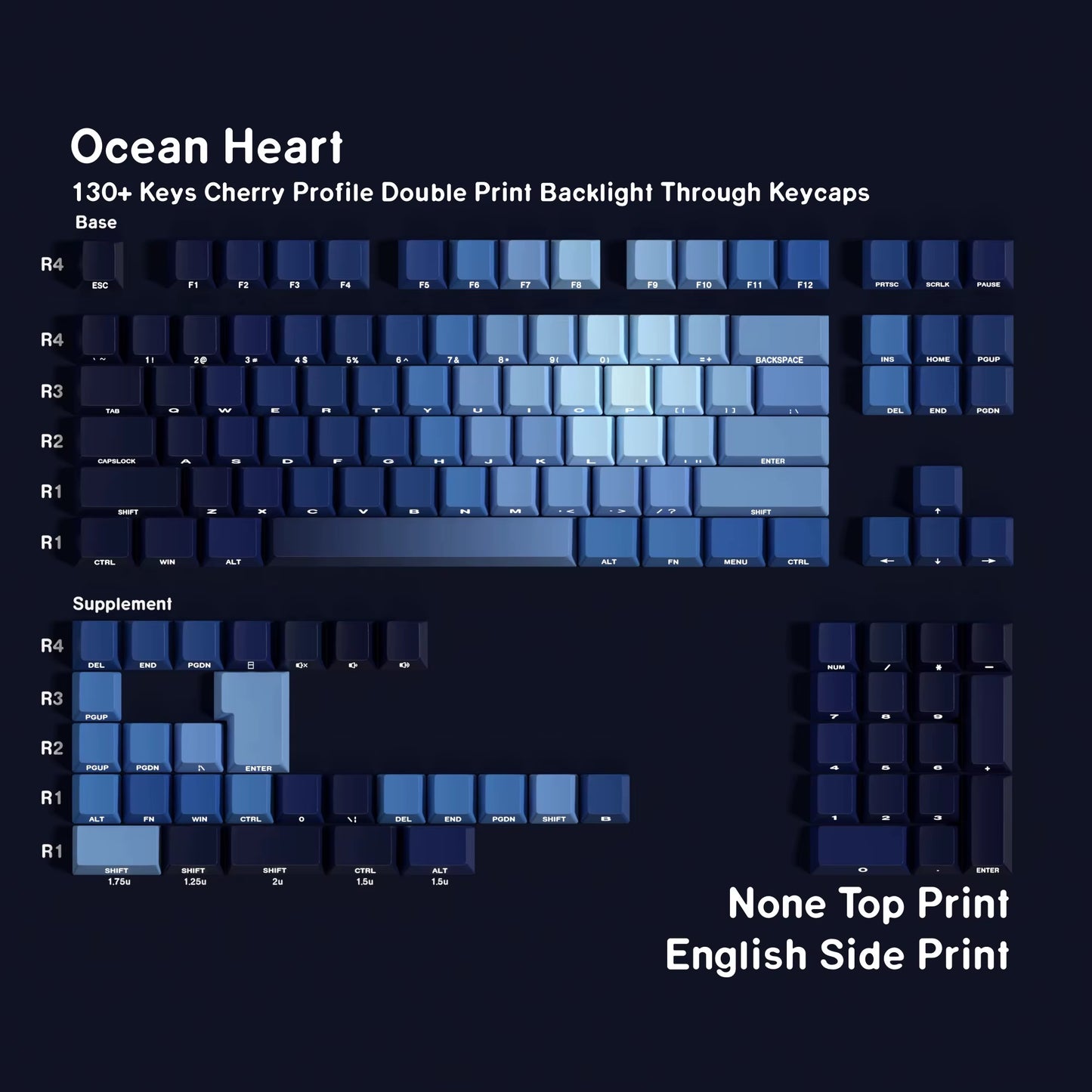 Korean Russian Japanese Spanish French German Keycap 130 Cherry Profile Double Print Backlight Key Cap Mechanical Keyboard AJAZZ