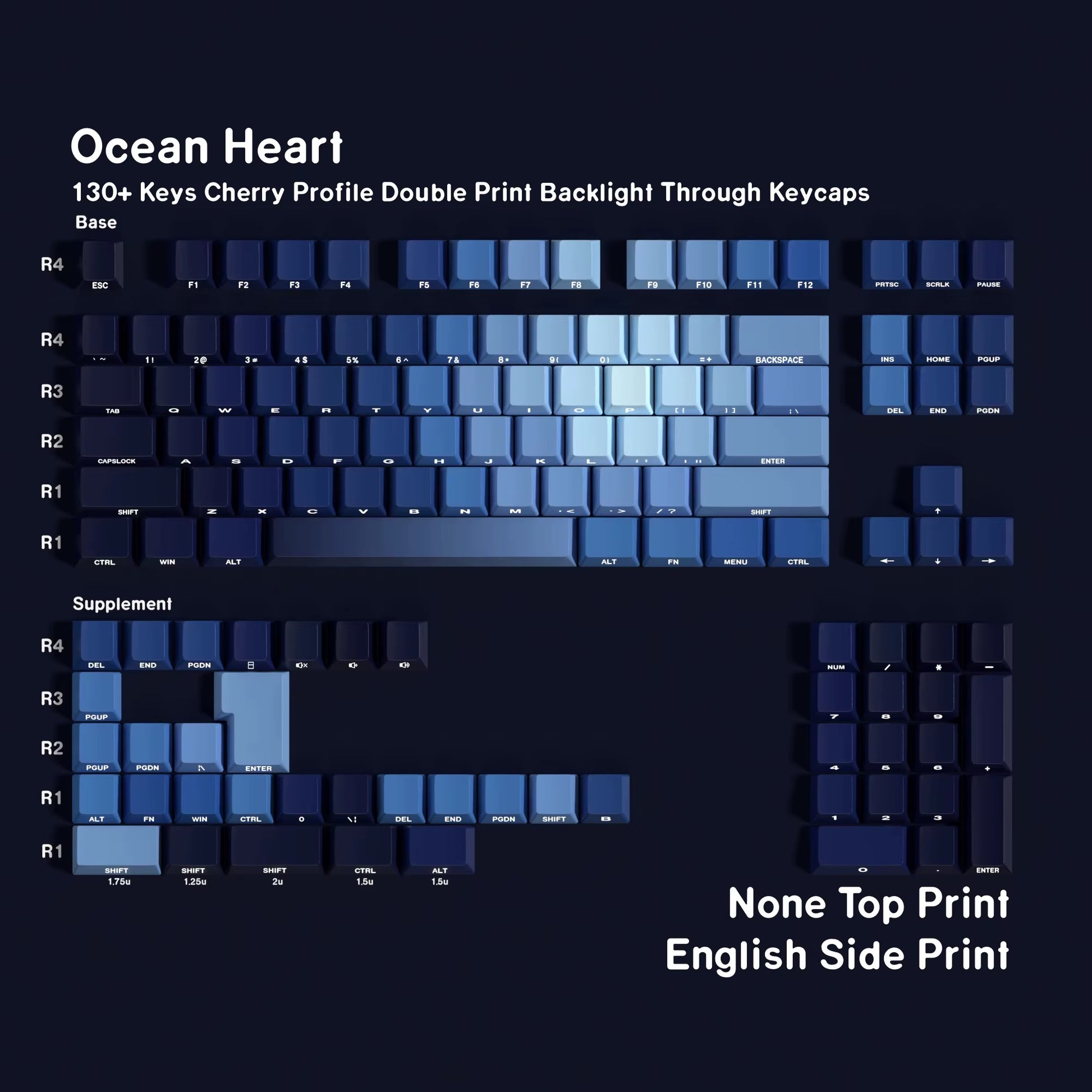 Korean Russian Japanese Spanish French German Keycap 130 Cherry Profile Double Print Backlight Key Cap Mechanical Keyboard AJAZZ