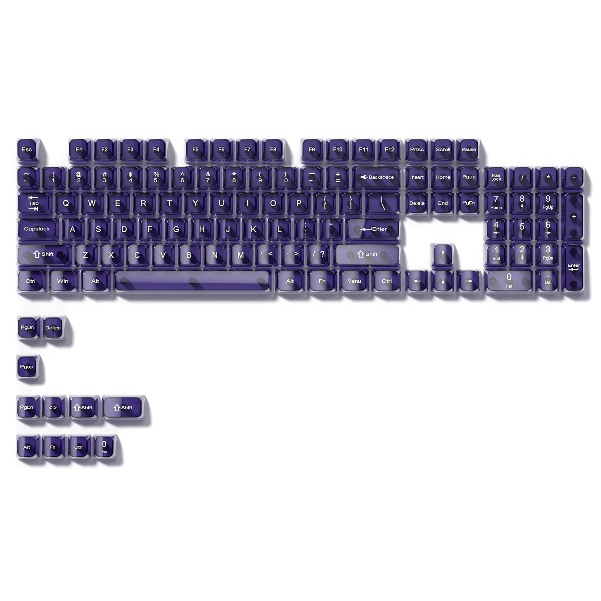 115 Keys Dark Blue MDA Profile Transparent Clear Keycaps Crystal PC Keycap RGB Shine through Key Cap for MX Switch Keyboard