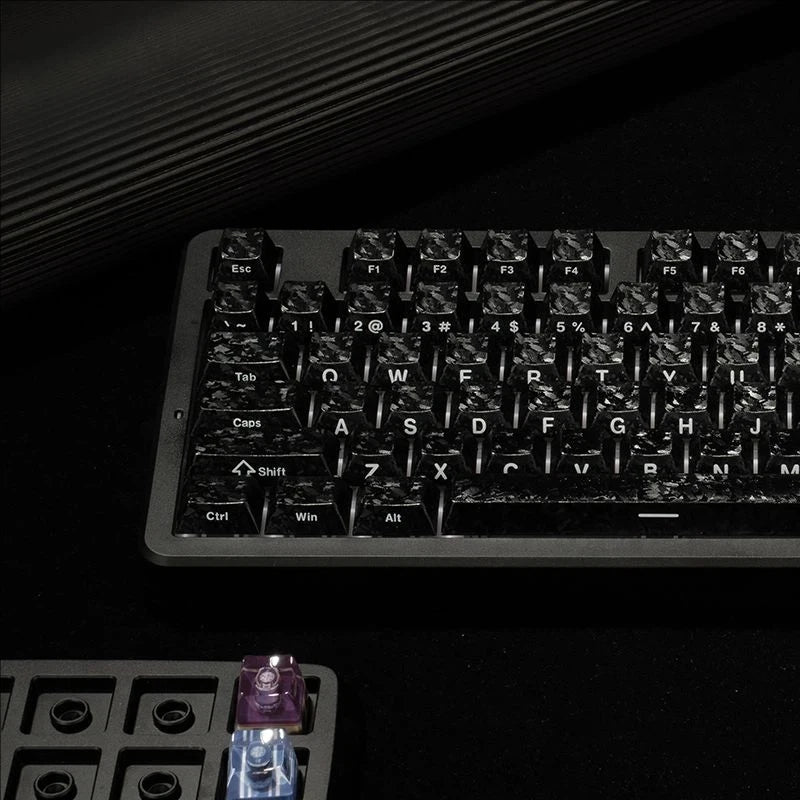 Carbon Fiber Texture Keycaps Forged Carbon Pattern Side-Engraved Non-Translucent Original Magnetic Switch Keycaps
