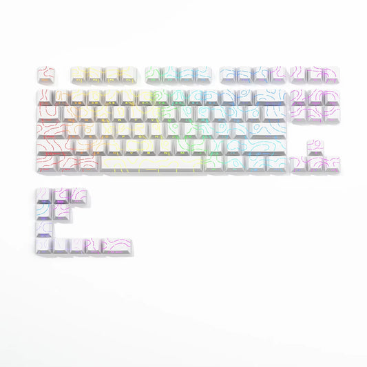 New Topographic Keycaps 4.0 Version Shine through 98 Key PBT Cherry Profile Side Print Backlit for MX Gamer Mechanical Keyboard