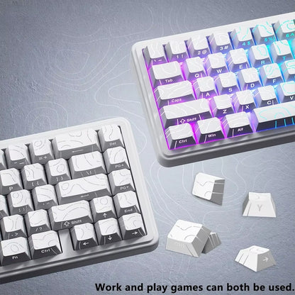 New Topographic Keycaps 4.0 Version Shine through 98 Key PBT Cherry Profile Side Print Backlit for MX Gamer Mechanical Keyboard