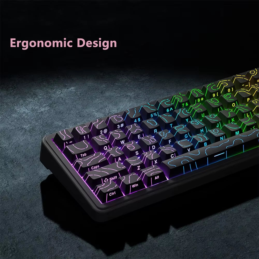 New Topographic Keycaps 4.0 Version Shine through 98 Key PBT Cherry Profile Side Print Backlit for MX Gamer Mechanical Keyboard