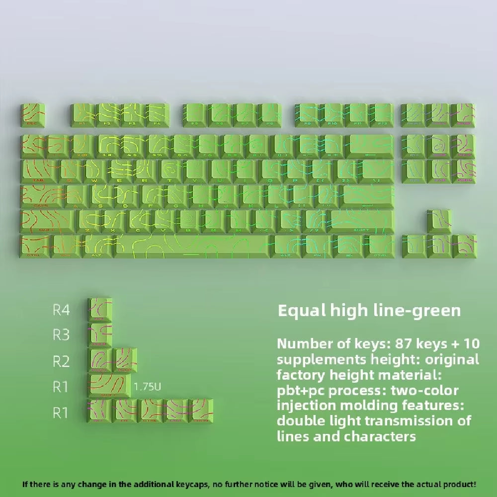 New Topographic Keycaps 4.0 Version Shine through 98 Key PBT Cherry Profile Side Print Backlit for MX Gamer Mechanical Keyboard