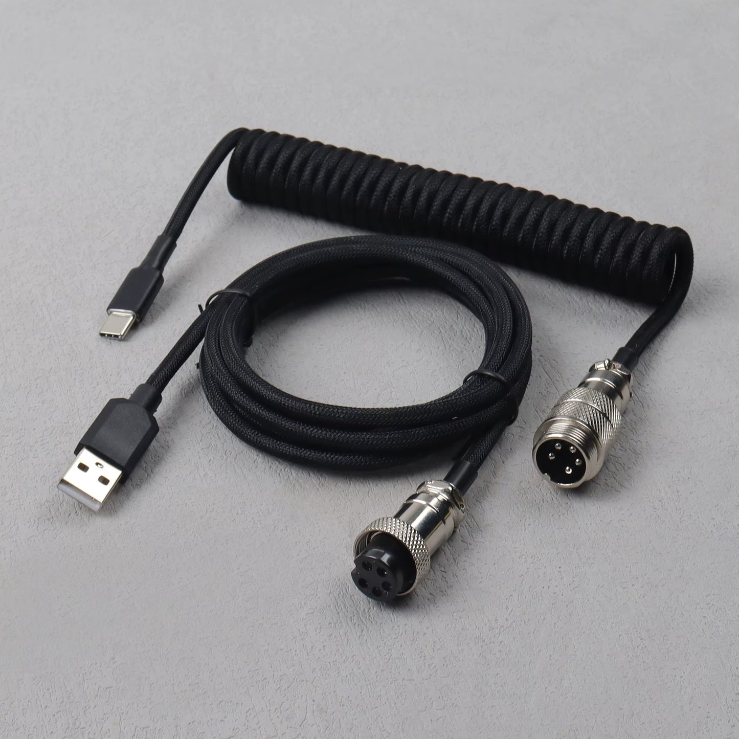 【Lano】Mechanical Keyboard Aviator Cable Cable with Gx16 Aviation Connector Usb to Type C Keyboard Coiled Cable Braided Cable New