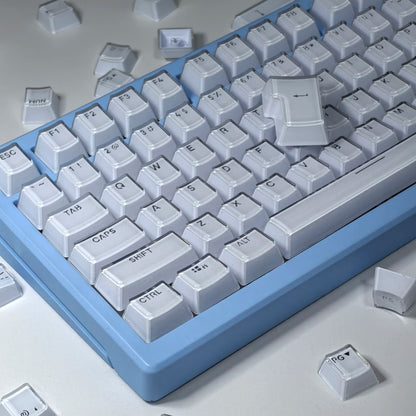 Translucent Keycaps 104/123 Keys Layout Low Profile White Keycaps DIY Black Backlit Crystal Edge for Mechanical Keyboard
