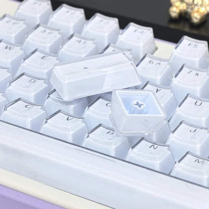 Translucent Keycaps 104/123 Keys Layout Low Profile White Keycaps DIY Black Backlit Crystal Edge for Mechanical Keyboard