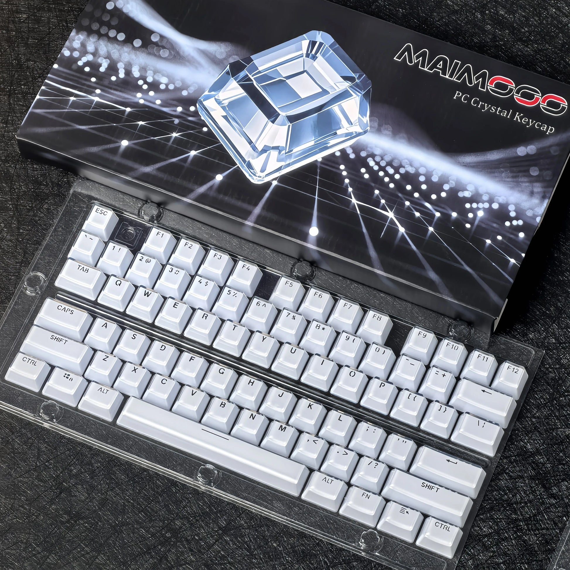 Translucent Keycaps 104/123 Keys Layout Low Profile White Keycaps DIY Black Backlit Crystal Edge for Mechanical Keyboard