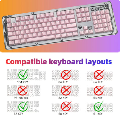 Translucent Keycaps 104/123 Keys Layout Low Profile White Keycaps DIY Black Backlit Crystal Edge for Mechanical Keyboard