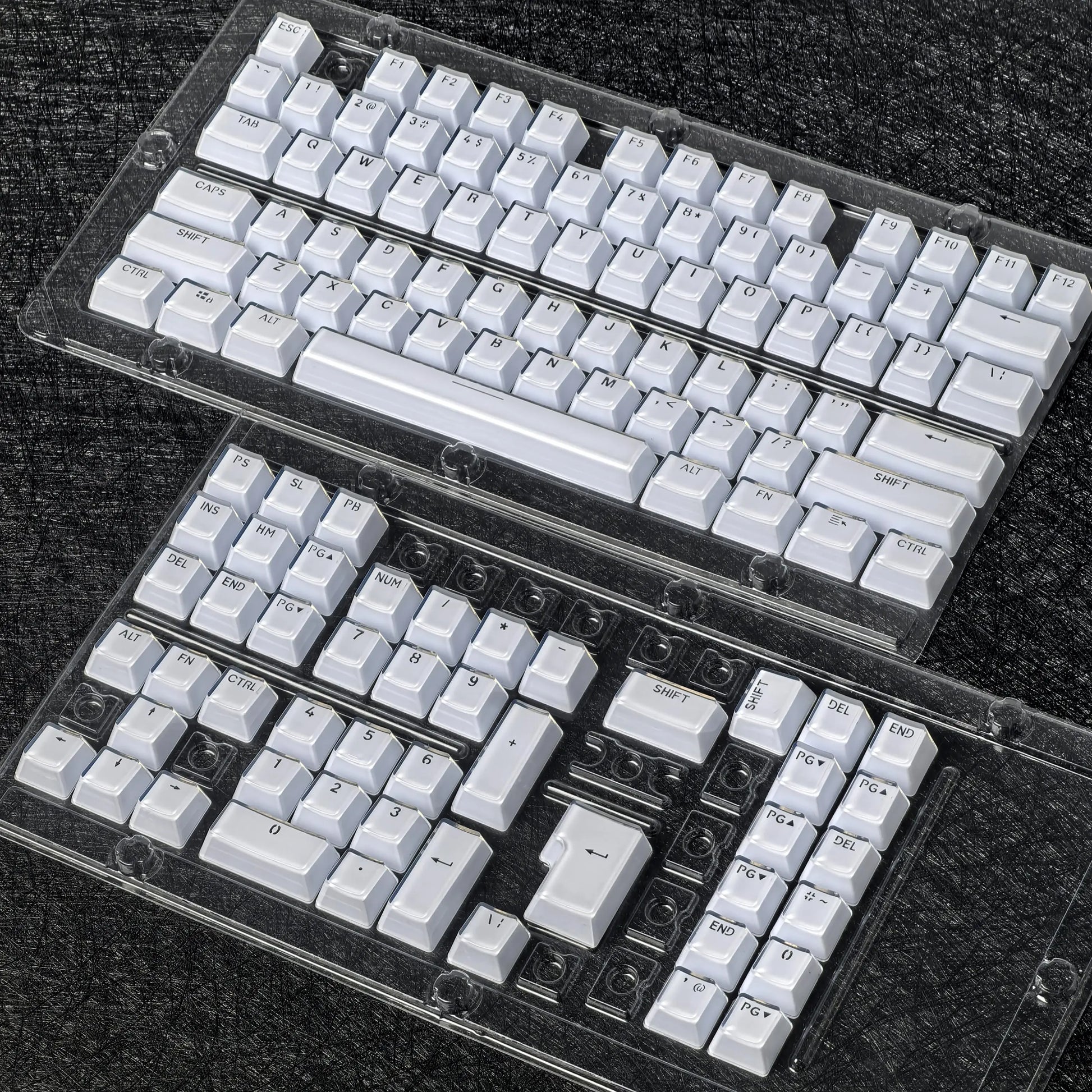 Translucent Keycaps 104/123 Keys Layout Low Profile White Keycaps DIY Black Backlit Crystal Edge for Mechanical Keyboard