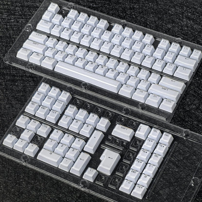 Translucent Keycaps 104/123 Keys Layout Low Profile White Keycaps DIY Black Backlit Crystal Edge for Mechanical Keyboard