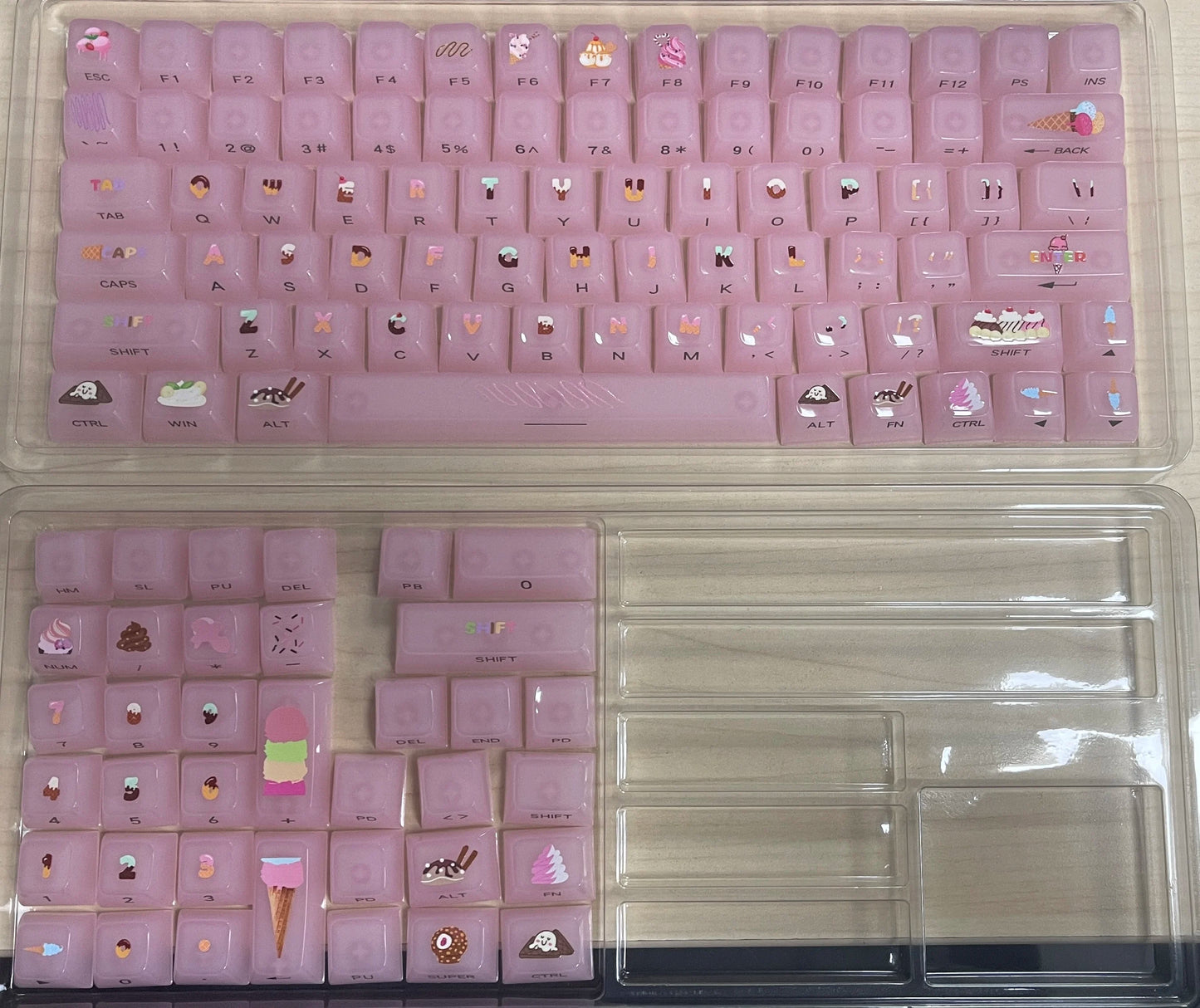 115 Keys Dark Blue MDA Profile Transparent Clear Keycaps Crystal PC Keycap RGB Shine through Key Cap for MX Switch Keyboard