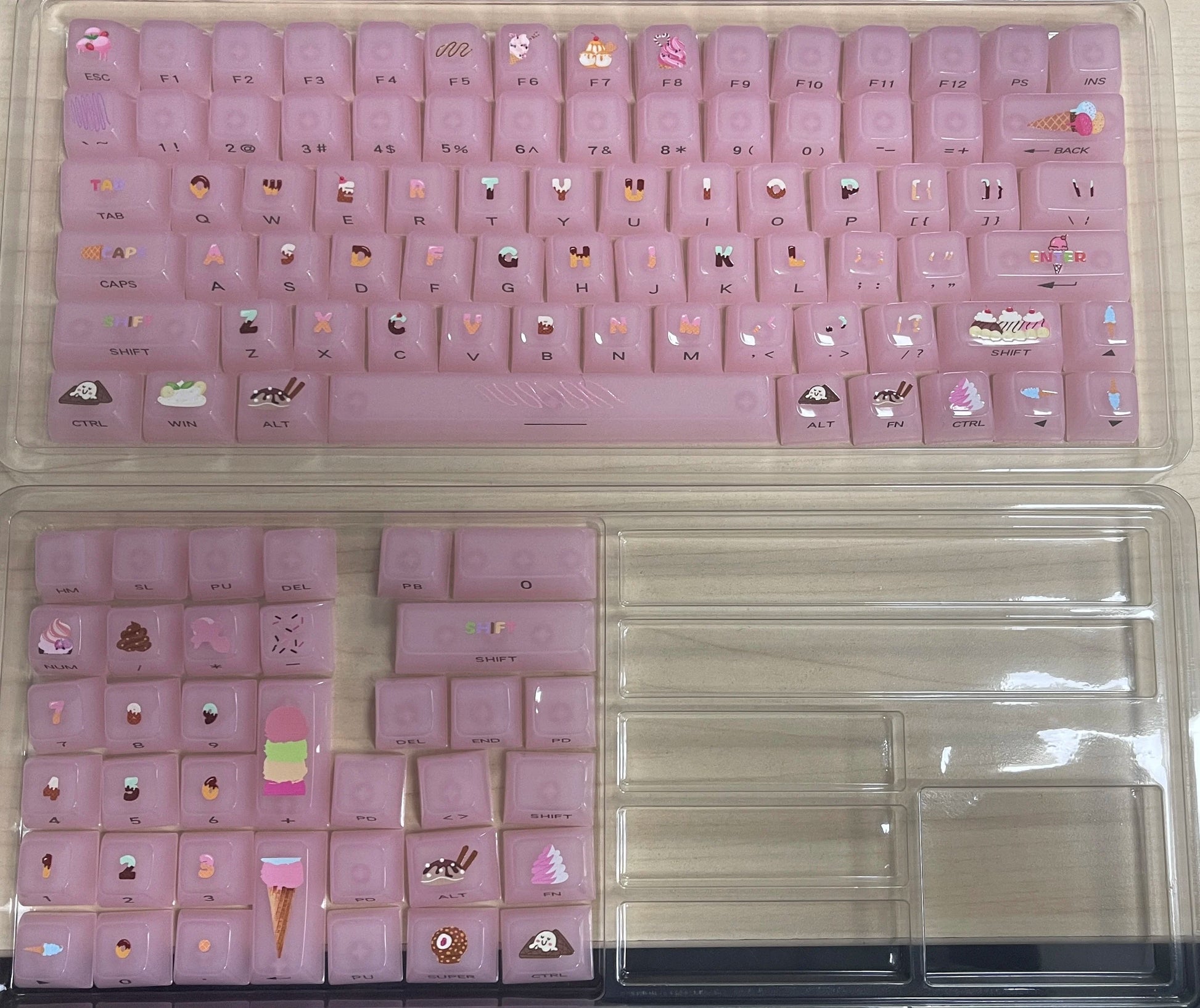 115 Keys Dark Blue MDA Profile Transparent Clear Keycaps Crystal PC Keycap RGB Shine through Key Cap for MX Switch Keyboard