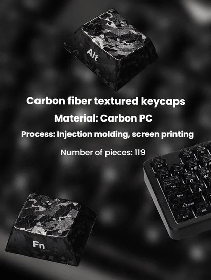Carbon Fiber Texture Keycaps Forged Carbon Pattern Side-Engraved Non-Translucent Original Magnetic Switch Keycaps