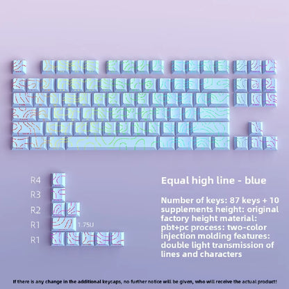 New Topographic Keycaps 4.0 Version Shine through 98 Key PBT Cherry Profile Side Print Backlit for MX Gamer Mechanical Keyboard