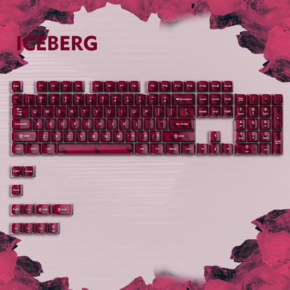 115 Keys Dark Blue MDA Profile Transparent Clear Keycaps Crystal PC Keycap RGB Shine through Key Cap for MX Switch Keyboard